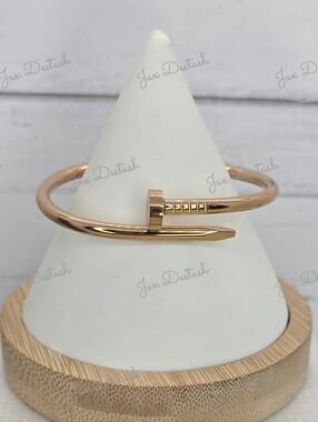 Rose Gold Tone Nail-Style Bangle Bracelet BR104
